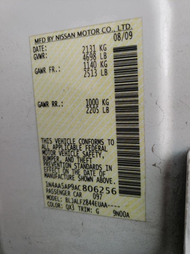 Photo 10 from auction – 2010 NISSAN MAXIMA S with VIN 1N4AA5AP9AC806256