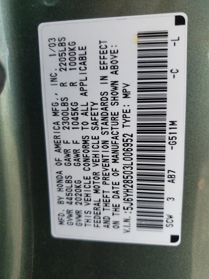 Photo 10 from auction – 2003 HONDA ELEMENT EX with VIN 5J6YH28503L006952