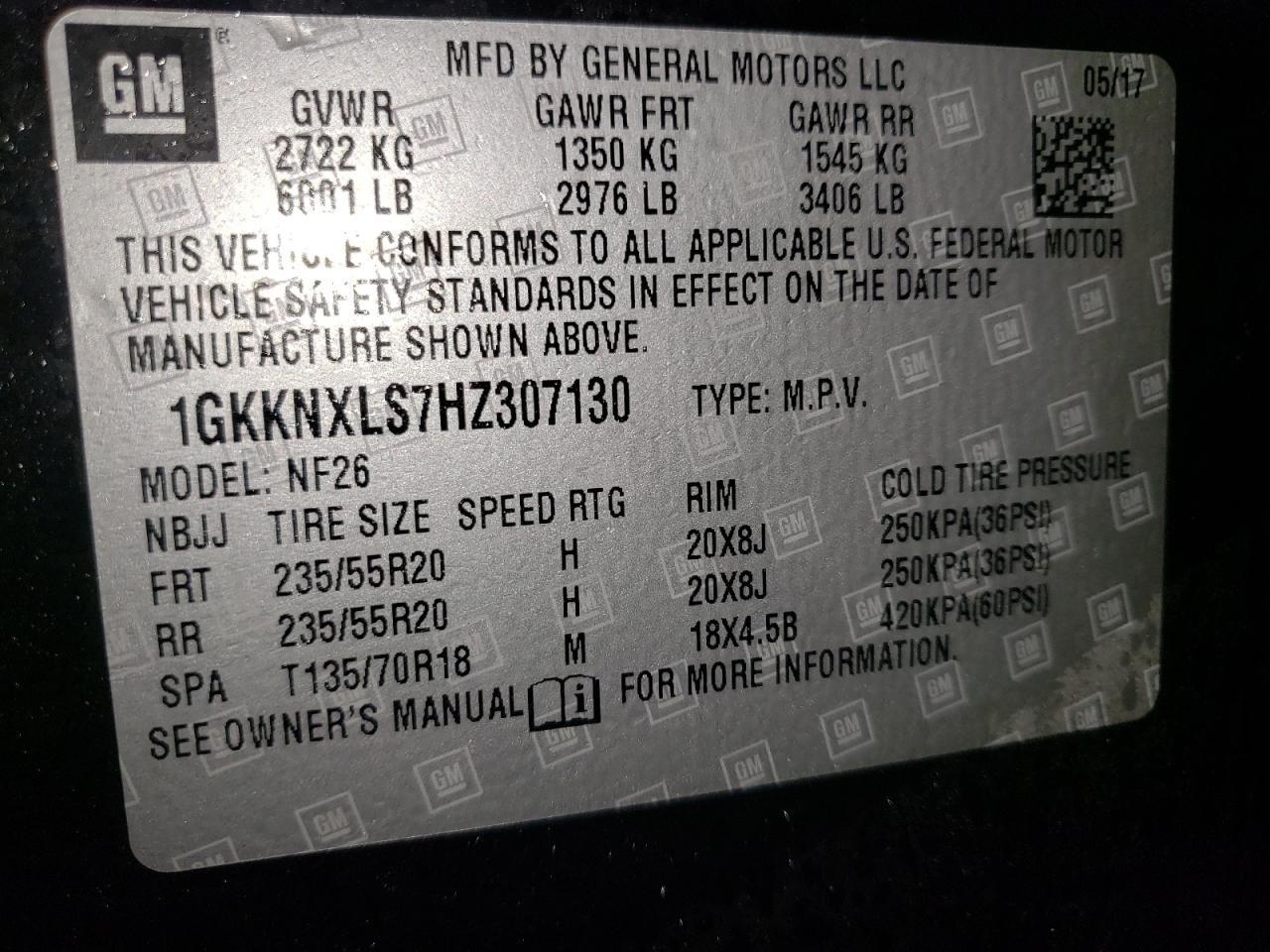 Photo 10 from auction – 2017 GMC ACADIA DEN with VIN 1GKKNXLS7HZ307130