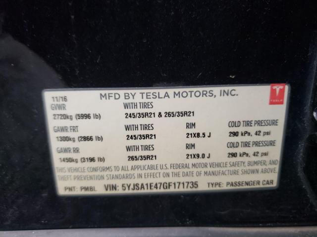 Photo 10 from auction – 2016 TESLA MODEL S with VIN 5YJSA1E47GF171735