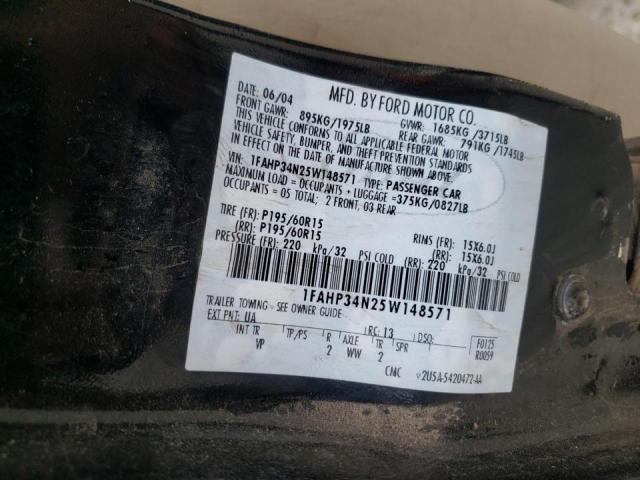 Photo 10 from auction – 2005 FORD FOCUS ZX4 with VIN 1FAHP34N25W148571