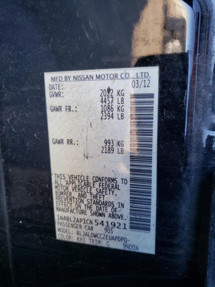 Foto 10 de la subasta – 2012 NISSAN ALTIMA SR con VIN 1N4BL2AP1CN541921