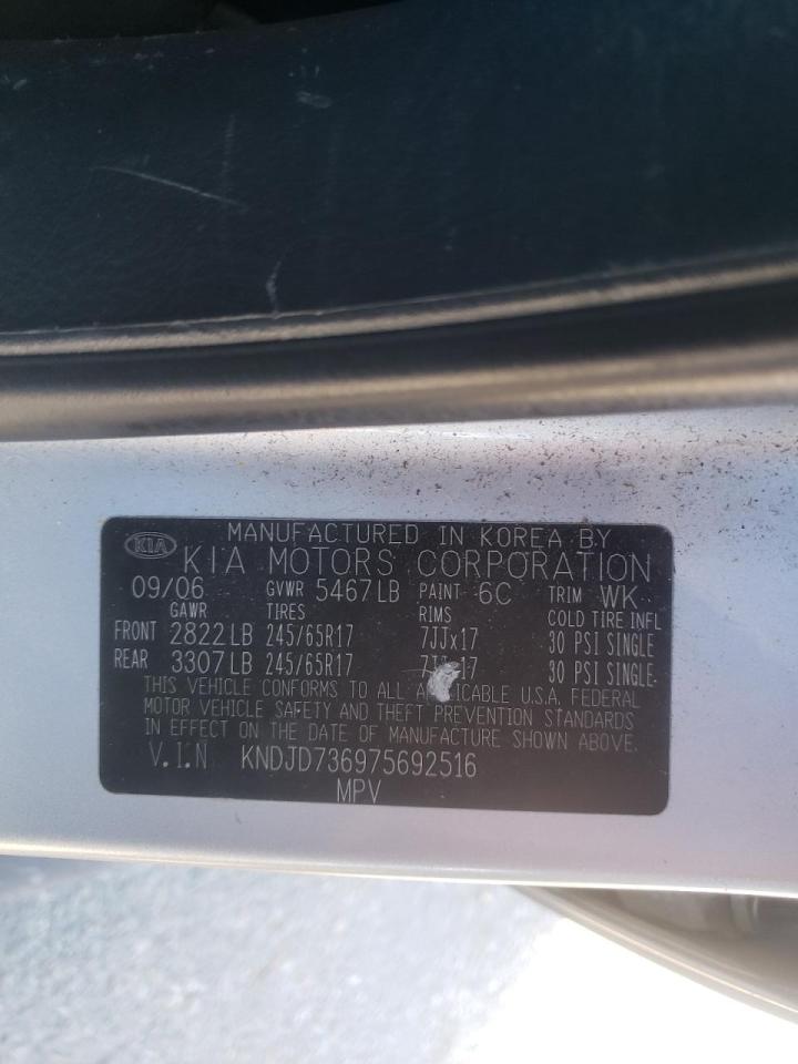 Photo 10 from auction – 2007 KIA SORENTO EX with VIN KNDJD736975692516