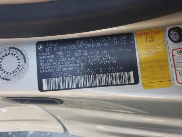 Photo 10 from auction – 2006 BMW 650 I with VIN WBAEH13496CR49876
