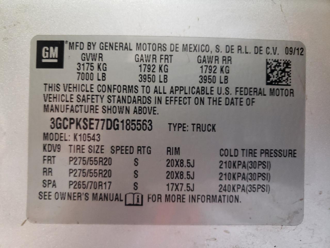 Photo 10 from auction – 2013 CHEVROLET SILVERADO with VIN 3GCPKSE77DG185563