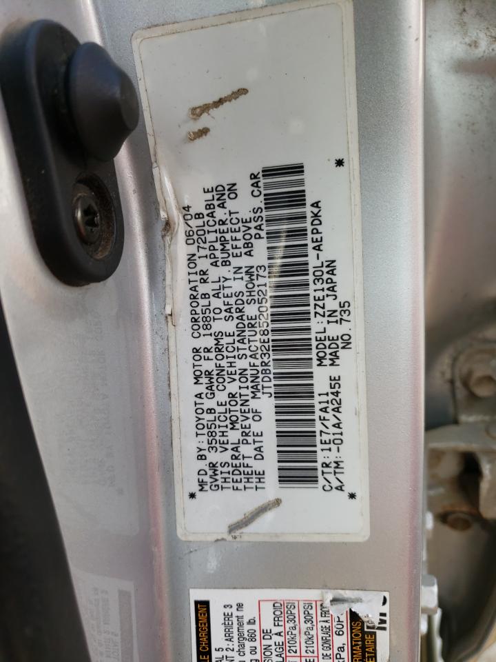 Photo 10 from auction – 2005 TOYOTA COROLLA CE with VIN JTDBR32E852052173