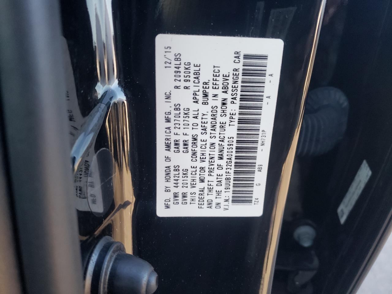 Photo 10 from auction – 2016 ACURA TLX with VIN 19UUB1F32GA005905