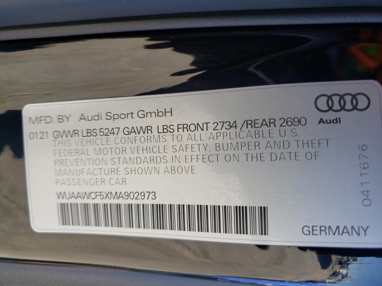 Photo 10 from auction – 2021 AUDI RS5 with VIN WUAAWCF5XMA902973