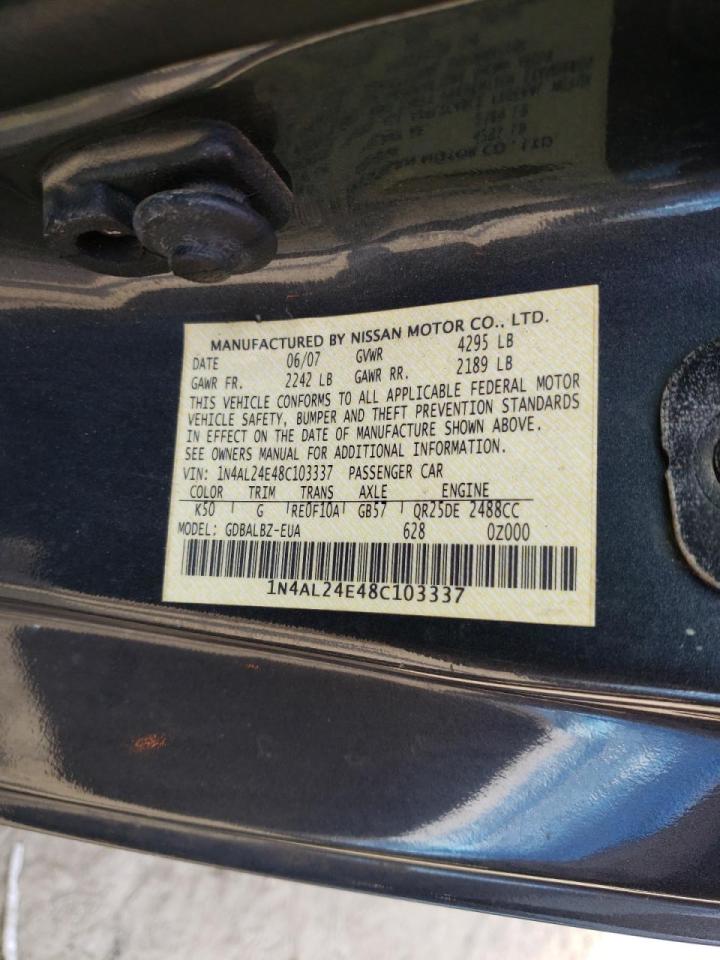 Photo 10 from auction – 2008 NISSAN ALTIMA 2.5 with VIN 1N4AL24E48C103337