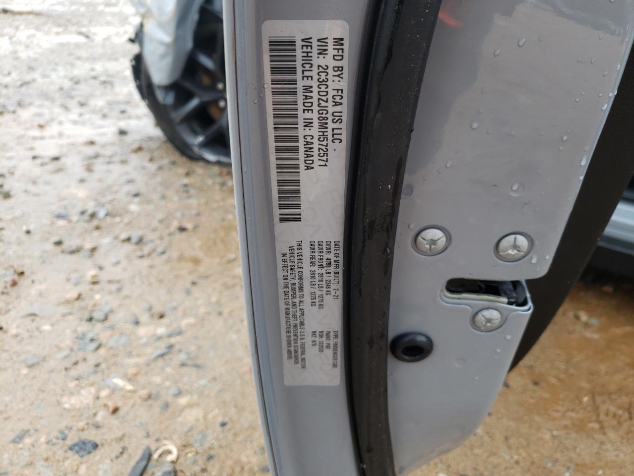 Photo 10 from auction – 2021 DODGE CHALLENGER with VIN 2C3CDZJG8MH572571