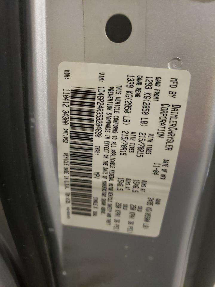 Photo 10 from auction – 2005 DODGE GRAND CARA with VIN 1D4GP24R35B284690