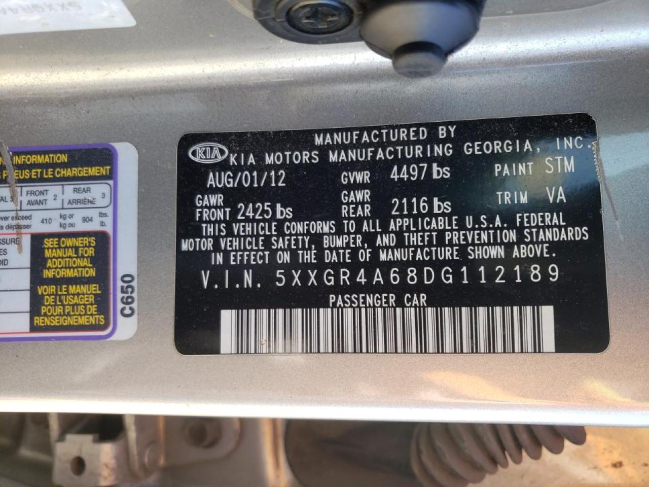 Photo 10 from auction – 2013 KIA OPTIMA SX with VIN 5XXGR4A68DG112189