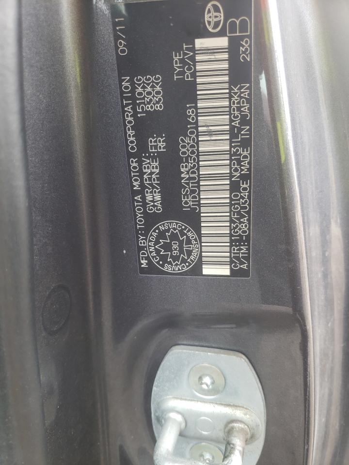 Photo 10 from auction – 2012 TOYOTA YARIS with VIN JTDJTUD35CD501681