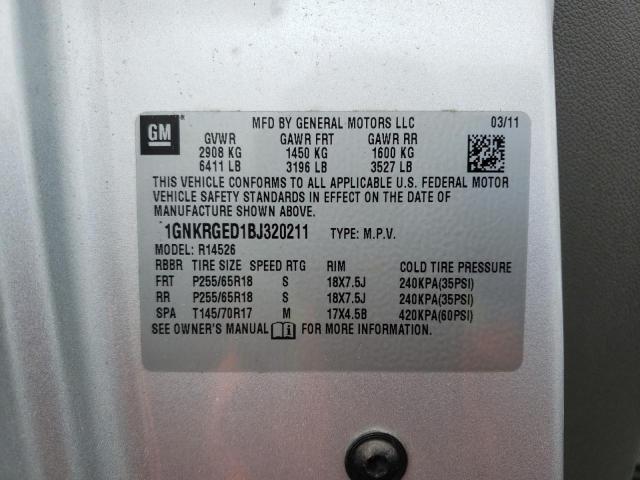 Photo 10 from auction – 2011 CHEVROLET TRAVERSE L with VIN 1GNKRGED1BJ320211