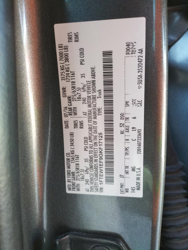 Photo 10 from auction – 2016 FORD F150 SUPER with VIN 1FTEW1EF9GKF17125