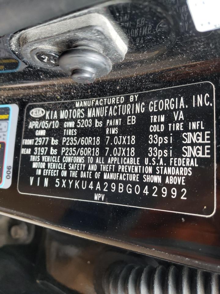 Photo 10 from auction – 2011 KIA SORENTO EX with VIN 5XYKU4A29BG042992