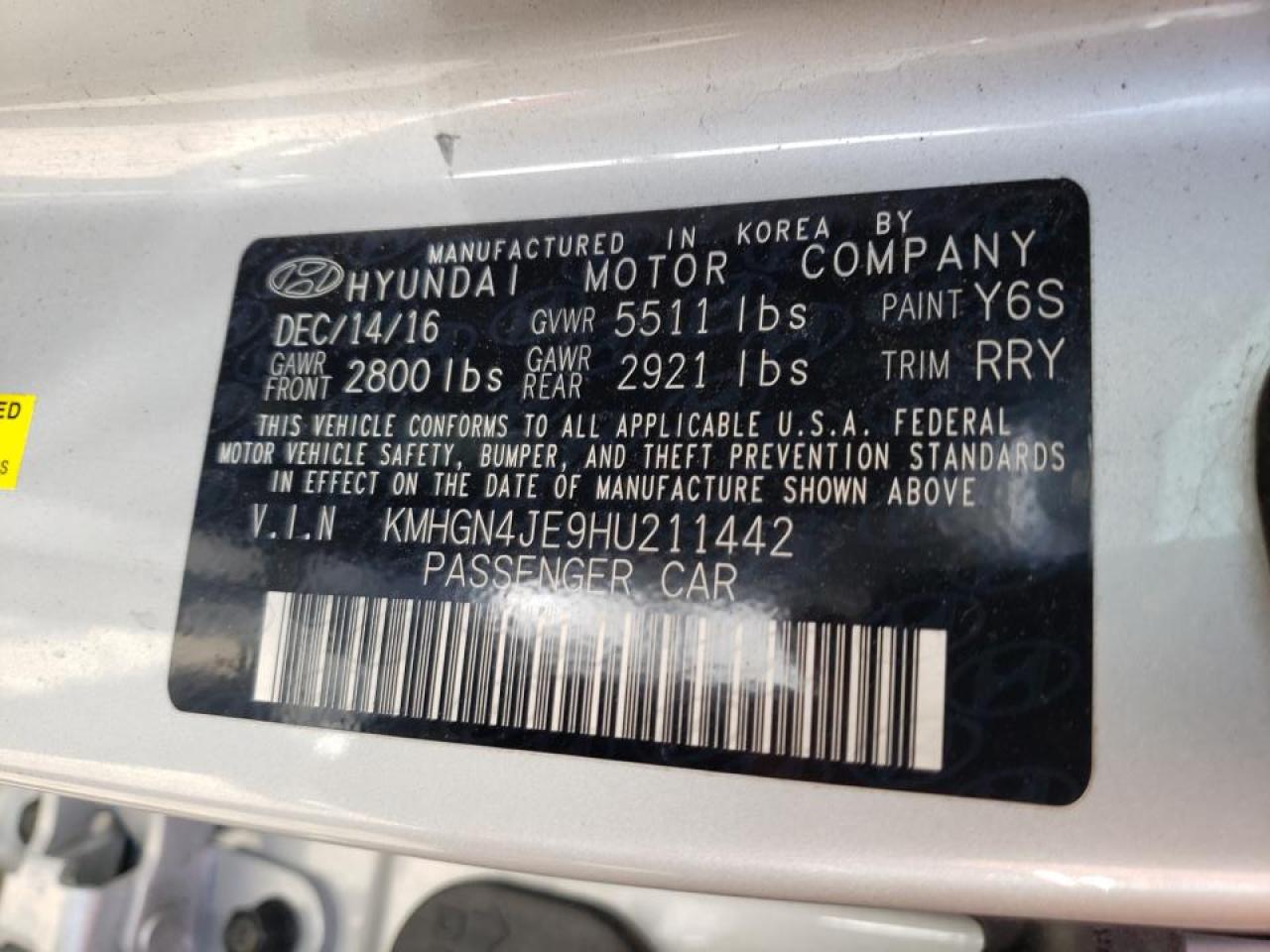 Photo 10 from auction – 2017 GENESIS G80 with VIN KMHGN4JE9HU211442
