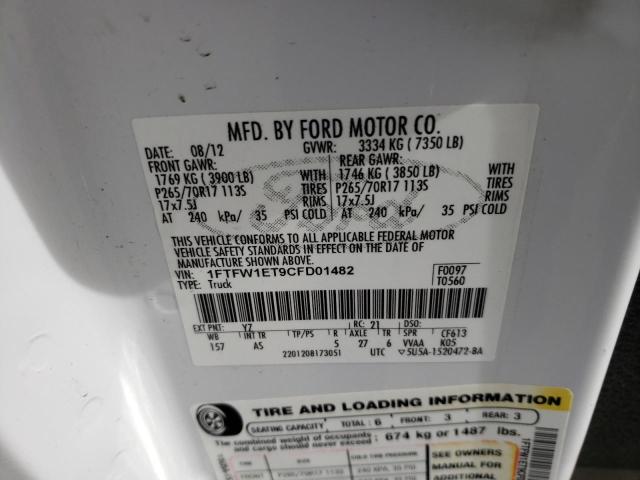 Photo 10 from auction – 2012 FORD F150 SUPER with VIN 1FTFW1ET9CFD01482