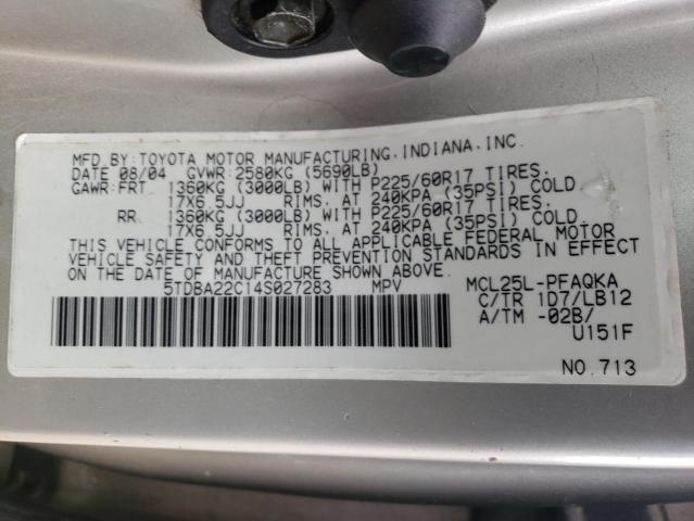 Photo 10 from auction – 2004 TOYOTA SIENNA XLE with VIN 5TDBA22C14S027283