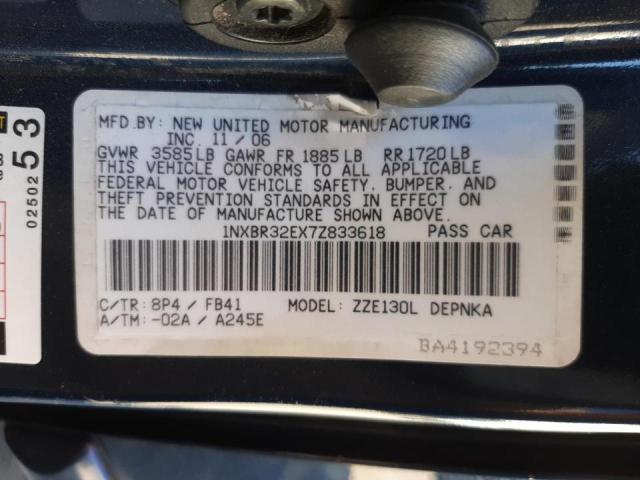 Photo 10 from auction – 2007 TOYOTA COROLLA CE with VIN 1NXBR32EX7Z833618