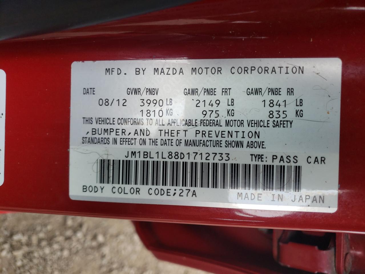 Photo 10 from auction – 2013 MAZDA 3 I with VIN JM1BL1L88D1712733