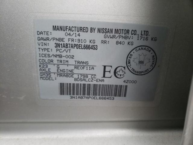 Photo 10 from auction – 2014 NISSAN SENTRA S with VIN 3N1AB7AP0EL666453