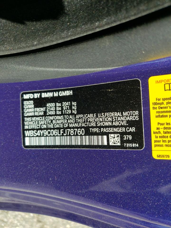 Photo 10 from auction – 2020 BMW M4 with VIN WBS4Y9C06LFJ78760