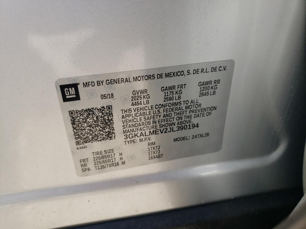 Photo 10 from auction – 2018 GMC TERRAIN SL with VIN 3GKALMEV2JL390194