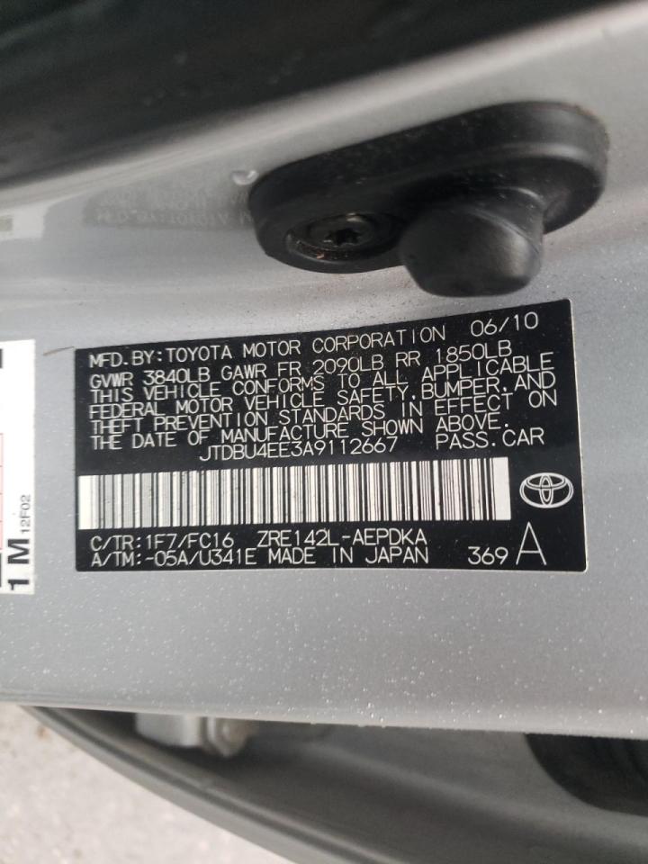 Photo 10 from auction – 2010 TOYOTA COROLLA BA with VIN JTDBU4EE3A9112667