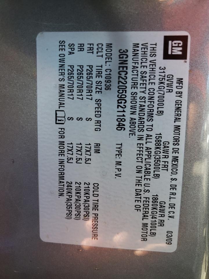 Photo 10 from auction – 2009 CHEVROLET AVALANCHE with VIN 3GNEC22059G211846