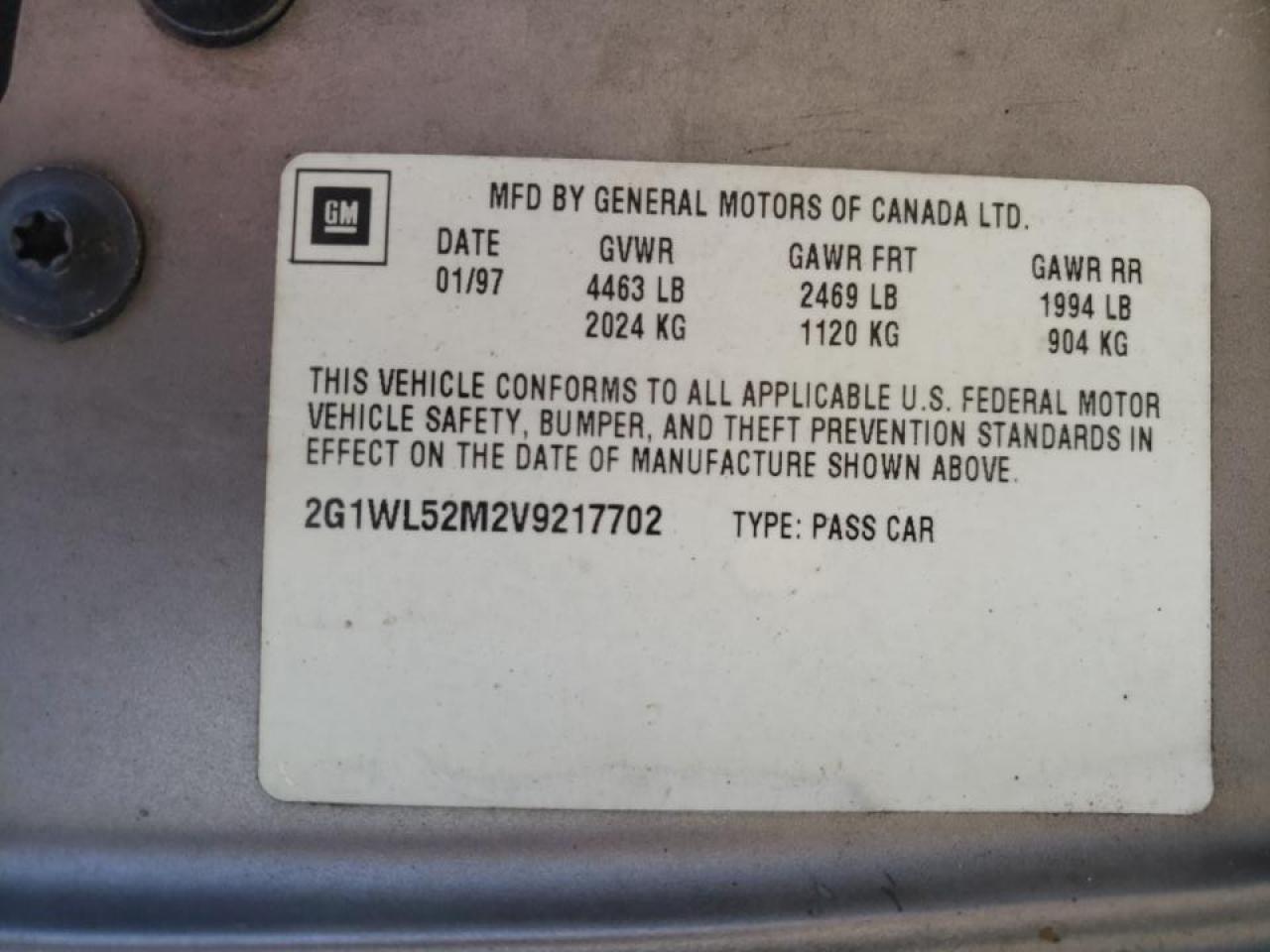 Photo 10 from auction – 1997 CHEVROLET LUMINA with VIN 2G1WL52M2V9217702