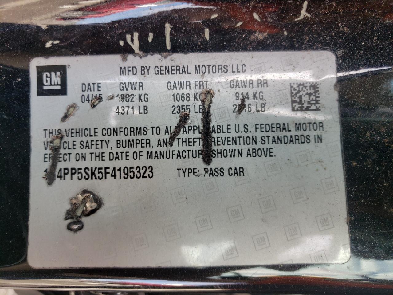 Photo 10 from auction – 2015 BUICK VERANO with VIN 1G4PP5SK5F4195323