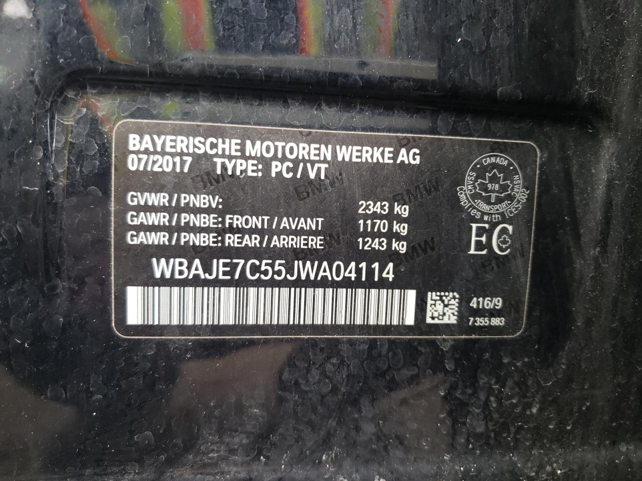 Photo 10 from auction – 2018 BMW 540 XI with VIN WBAJE7C55JWA04114