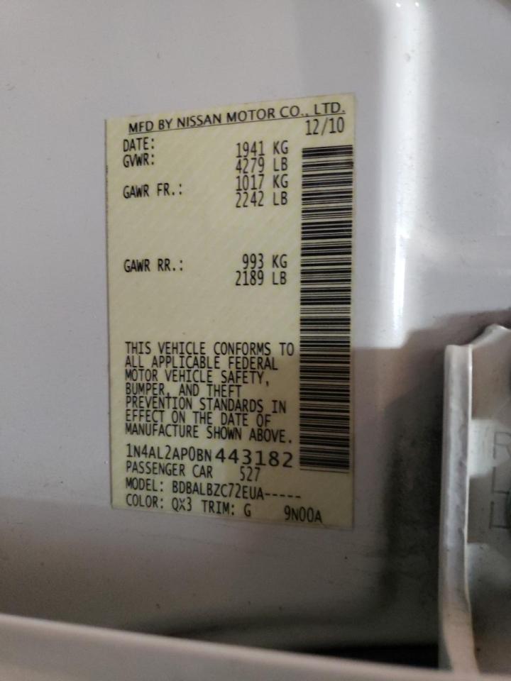 Photo 10 from auction – 2011 NISSAN ALTIMA with VIN 1N4AL2AP0BN443182