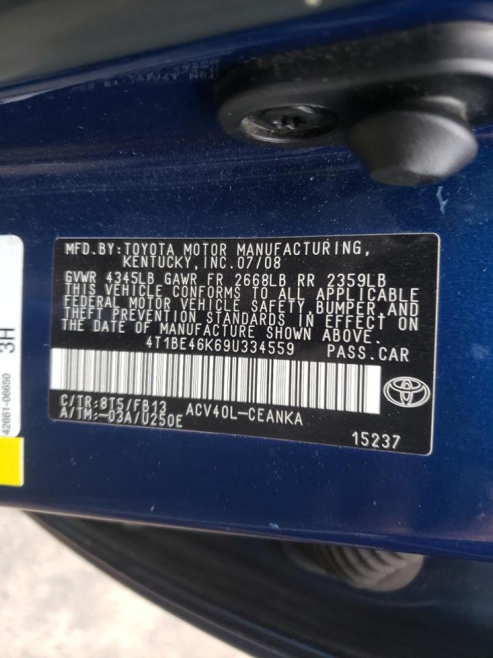 Photo 10 from auction – 2009 TOYOTA CAMRY BASE with VIN 4T1BE46K69U334559