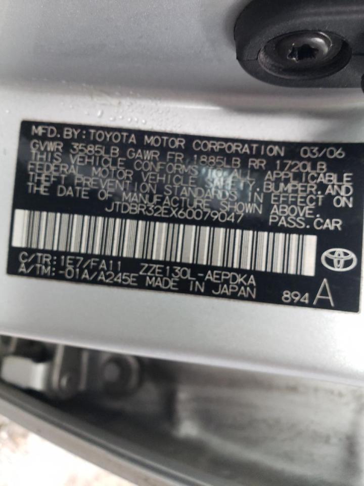 Photo 10 from auction – 2006 TOYOTA COROLLA CE with VIN JTDBR32EX60079047