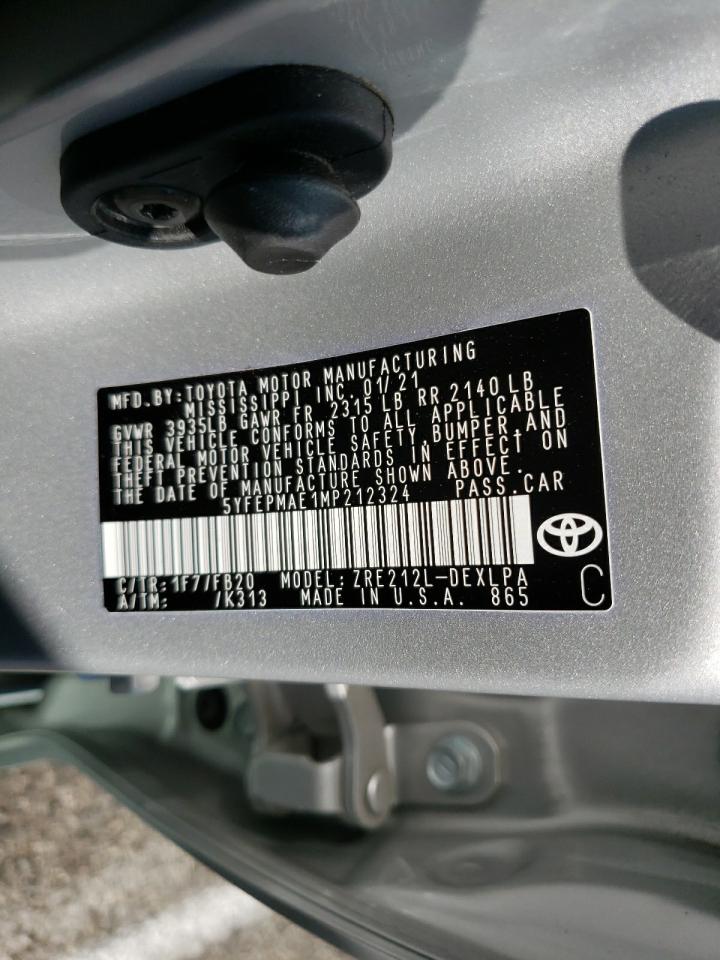 Photo 10 from auction – 2021 TOYOTA COROLLA LE with VIN 5YFEPMAE1MP212324