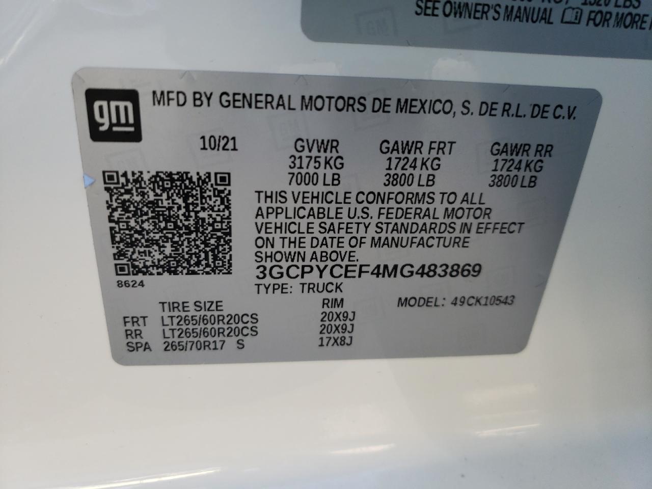 Photo 10 from auction – 2021 CHEVROLET SILVERADO with VIN 3GCPYCEF4MG483869