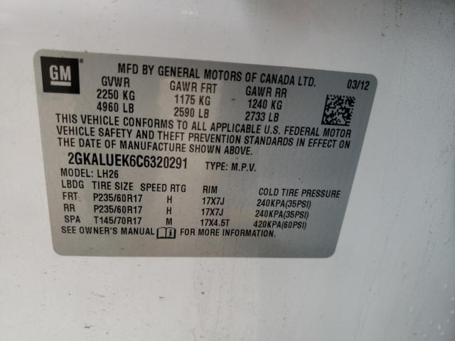 Zdjęcie 10 z aukcji – 2012 GMC TERRAIN SL z VIN 2GKALUEK6C6320291