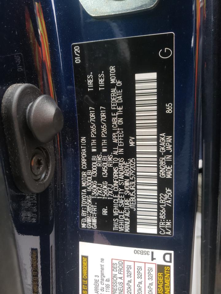 Photo 10 from auction – 2020 TOYOTA 4RUNNER SR with VIN JTEBU5JR3L5792025