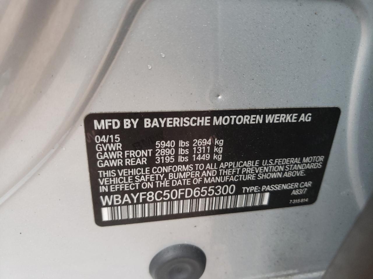 Photo 10 from auction – 2015 BMW ALPINA B7 with VIN WBAYF8C50FD655300