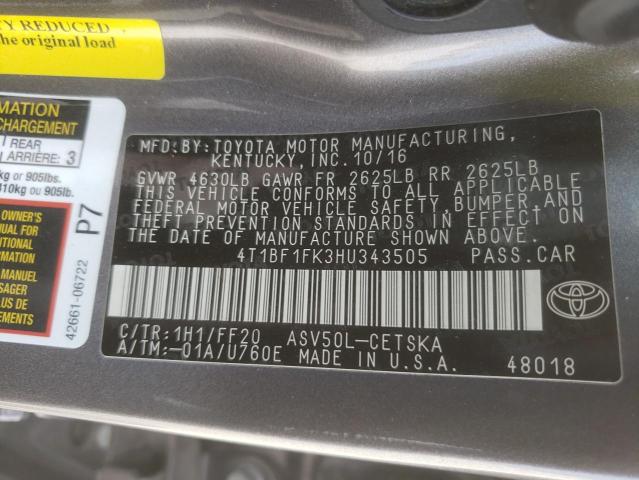 Photo 10 from auction – 2017 TOYOTA CAMRY LE with VIN 4T1BF1FK3HU343505