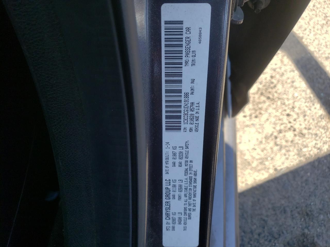 Photo 10 from auction – 2014 CHRYSLER 200 LIMITE with VIN 1C3CCBCG1EN191886