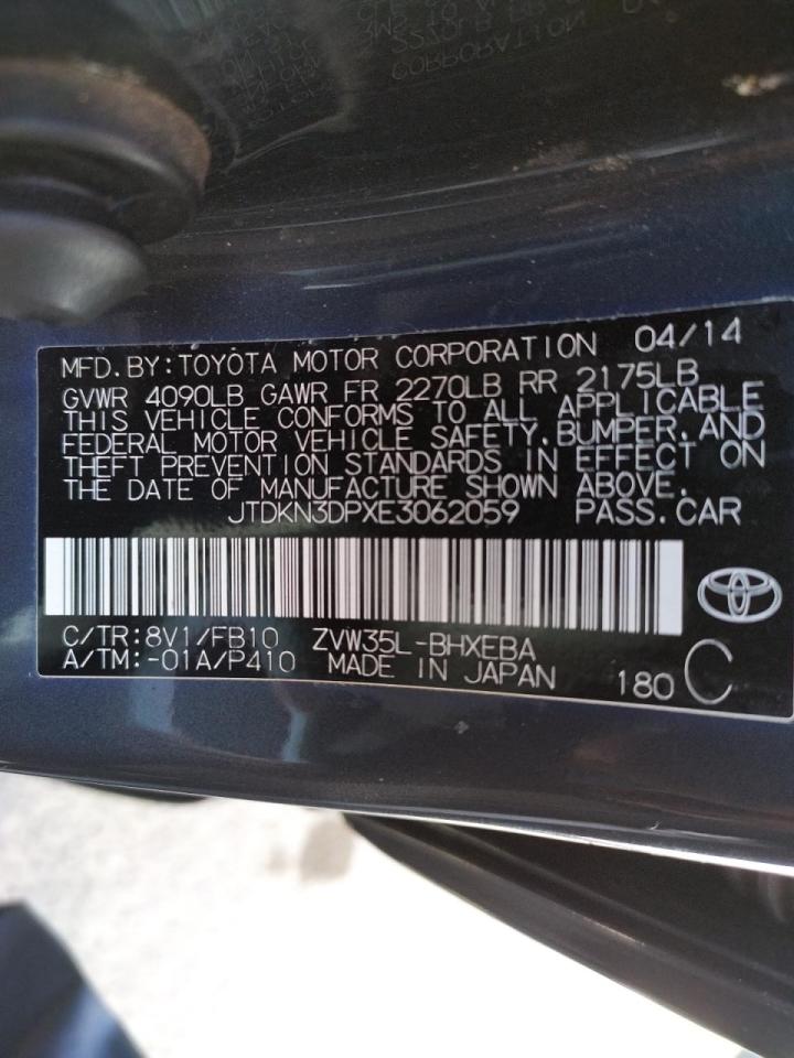 Photo 10 from auction – 2014 TOYOTA PRIUS PLUG with VIN JTDKN3DPXE3062059