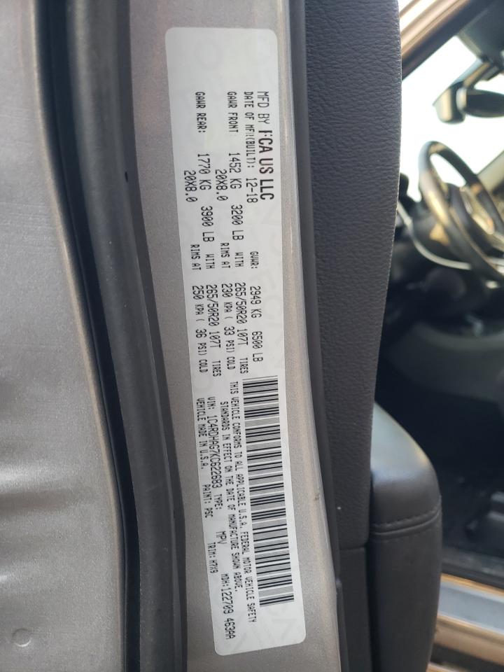 Photo 10 from auction – 2019 DODGE DURANGO SX with VIN 1C4RDHAG7KC622683