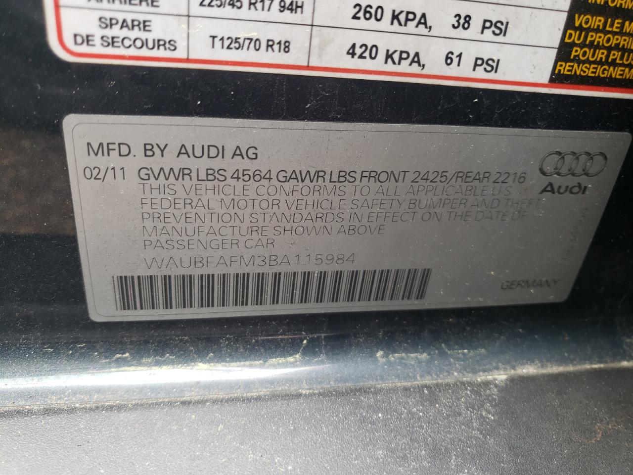 Photo 10 from auction – 2011 AUDI A3 PREMIUM with VIN WAUBFAFM3BA115984