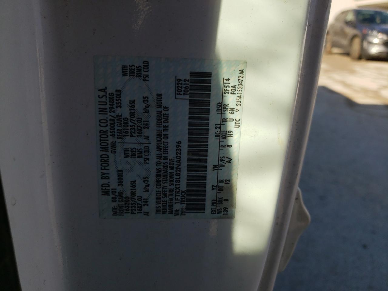 Photo 10 from auction – 2002 FORD F150 with VIN 1FTRX18L82NA02396