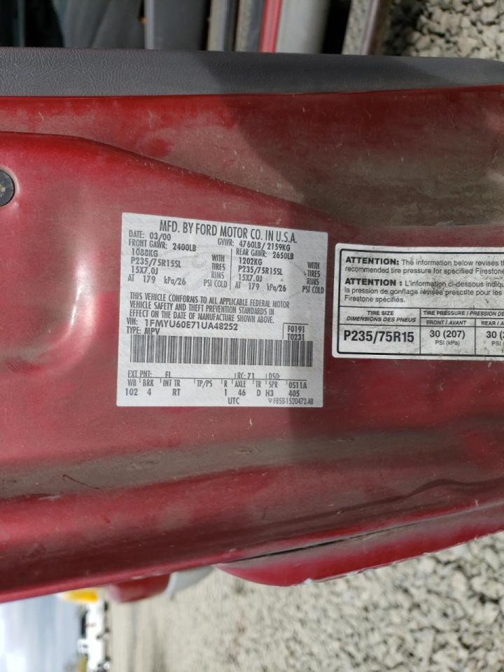 Photo 10 from auction – 2001 FORD EXPLORER S with VIN 1FMYU60E71UA48252