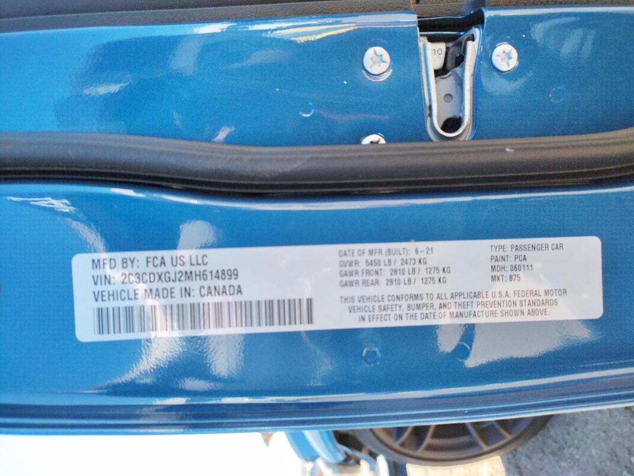 Photo 10 from auction – 2021 DODGE CHARGER SC with VIN 2C3CDXGJ2MH614899