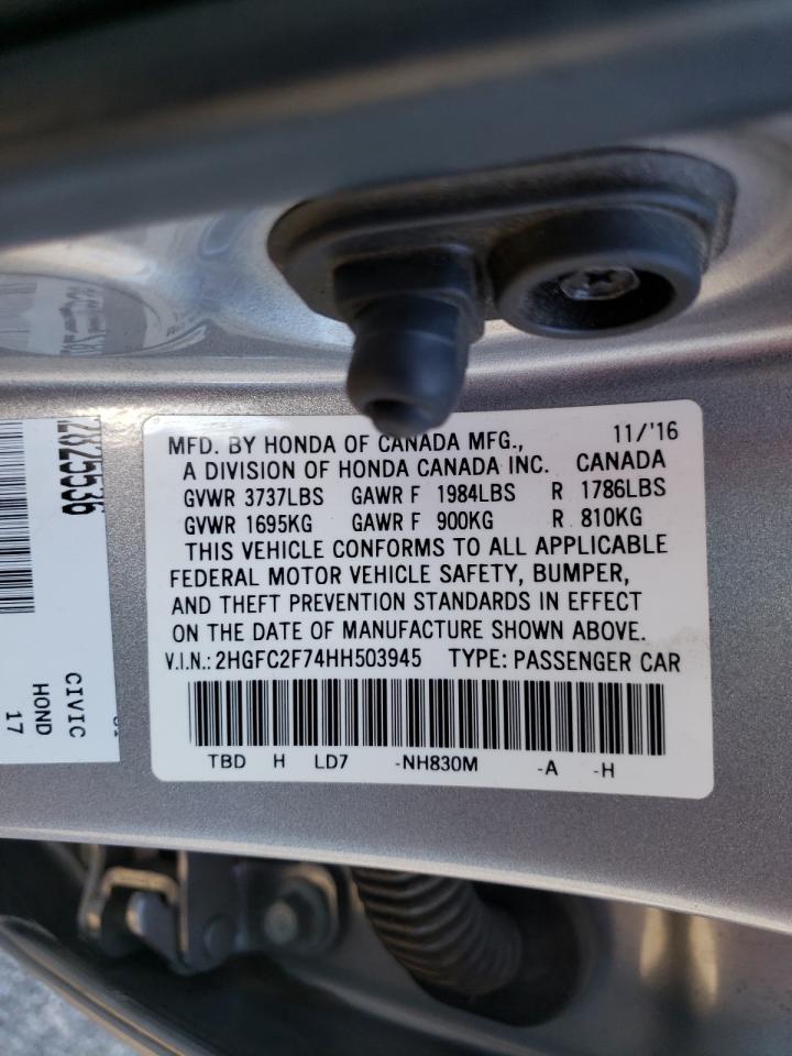 Photo 10 from auction – 2017 HONDA CIVIC EX with VIN 2HGFC2F74HH503945